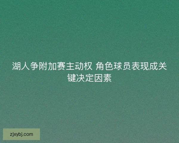 湖人争附加赛主动权 角色球员表现成关键决定因素