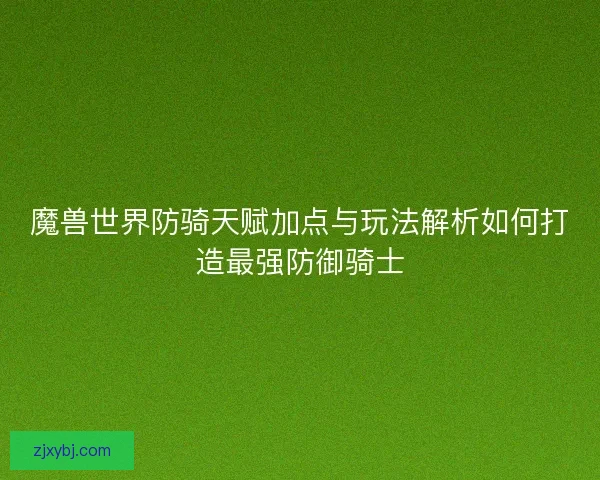 魔兽世界防骑天赋加点与玩法解析如何打造最强防御骑士